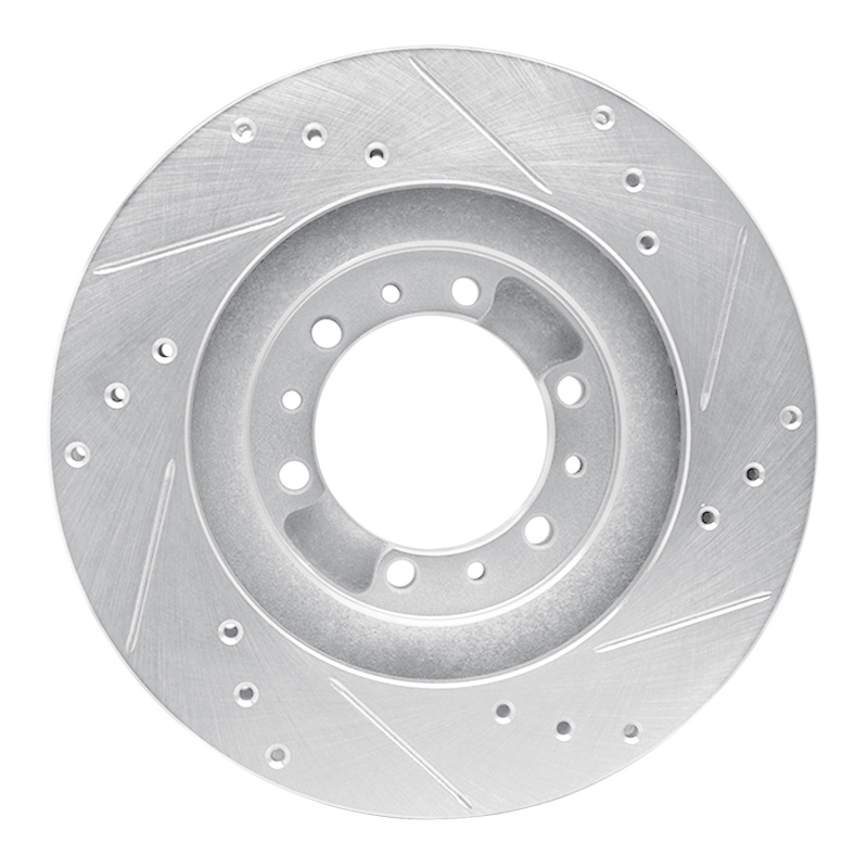 Mitsubishi Montero Brake Rotor (1) - Front Left - R1 Concepts - Drilled & Slotted - Silver - `94-`00